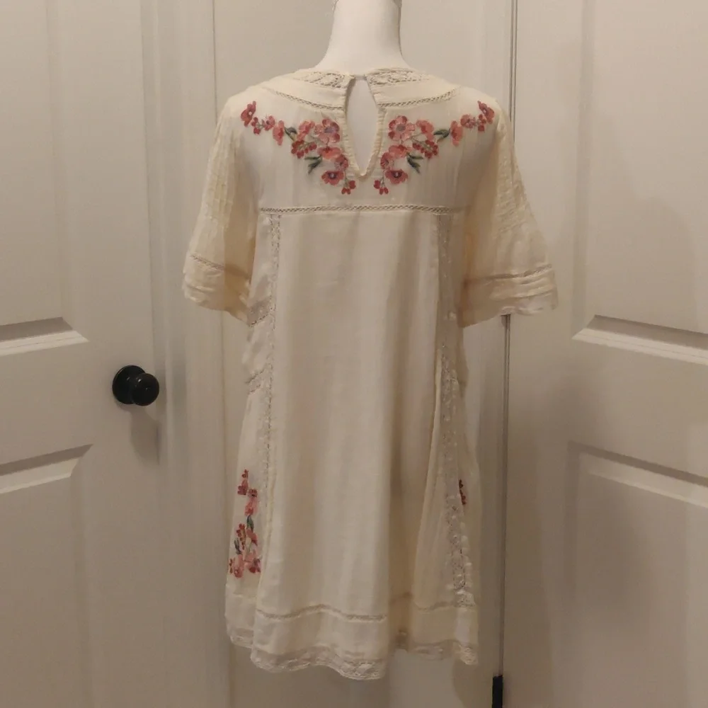 Free People Embroidered Victorian Dress Cream/ Off-white mini dress Cottagecore - Picture 9 of 14